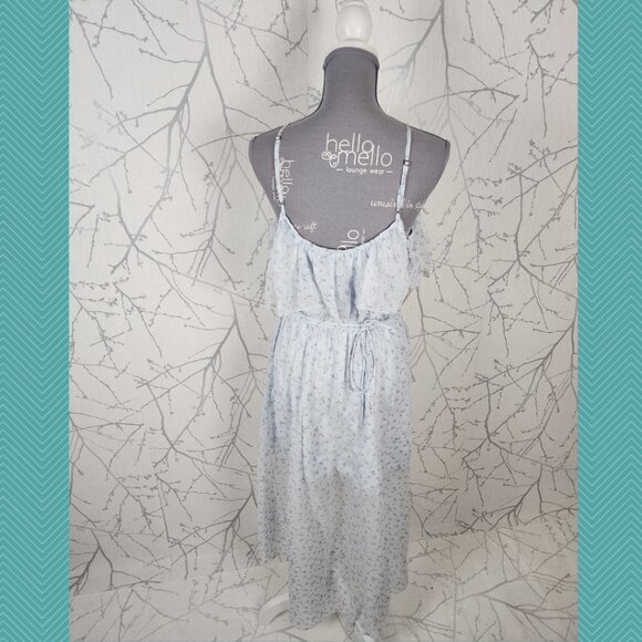 Abercrombie & Fitch Pale Blue Floral Chiffon Overlay Strappy High Low Dress - Picture 4 of 6